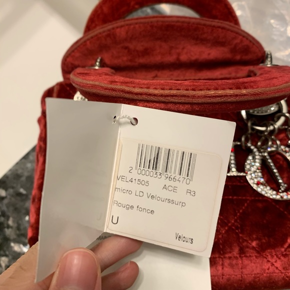 ❌SOLD ❌vintage Dior lady Dior red velour mini bag - Picture 15 of 15